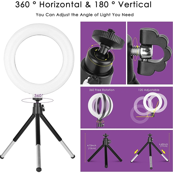 6 Inch Ring Light for Laptop with Stand & Clip on, Video Conference Lighting, Zoom Lighting for Computer, Laptop Webcam Light