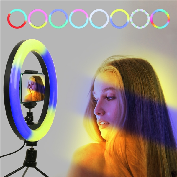 10 Inch 6 Stable Dazzle RGB Ring Lights with Tripod Stand & Cell Phone Holder