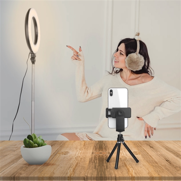 6.3 Inch Ring Light with Tripod Stand and Phone Holder for Selfie Pictures, YouTube Videos, Makeup