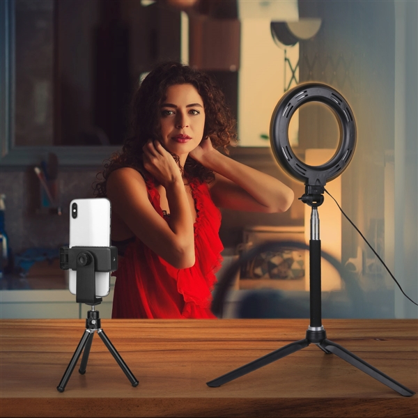 6.3 Inch Ring Light with Tripod Stand and Phone Holder for Selfie Pictures, YouTube Videos, Makeup