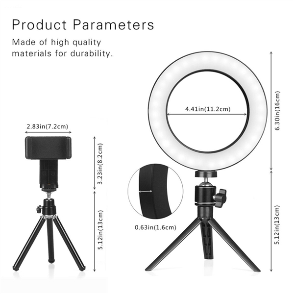 6 Inch Ring Light with Tripod Stand & Phone Holder for Live Streaming & YouTube Video