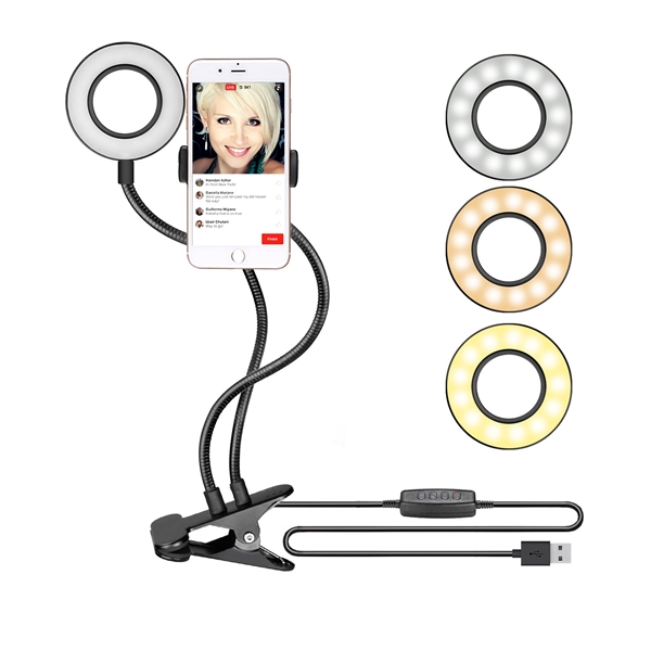 AIXPI Selfie Ring Light with Phone Lazy Bracket for Live Streaming, Makeup, Reading