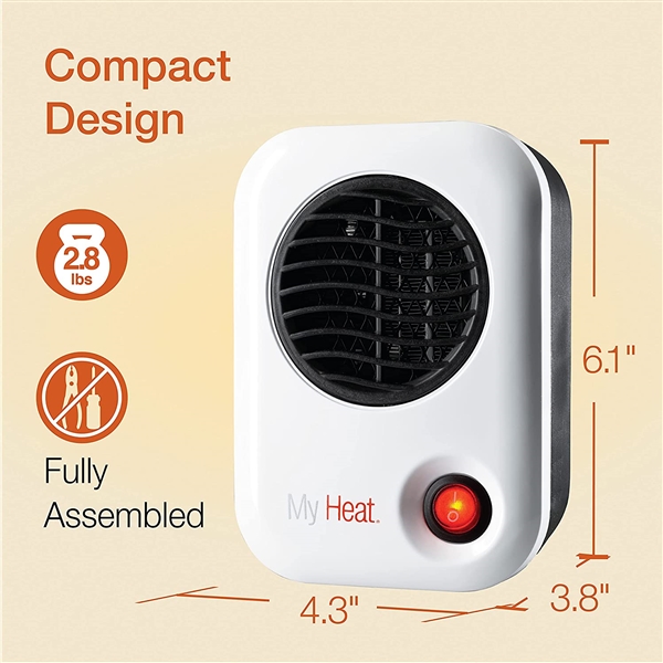 AIXPI MyHeat Personal Mini Space Heater for Home with Single Speed 6 Inches At White 200W Heater
