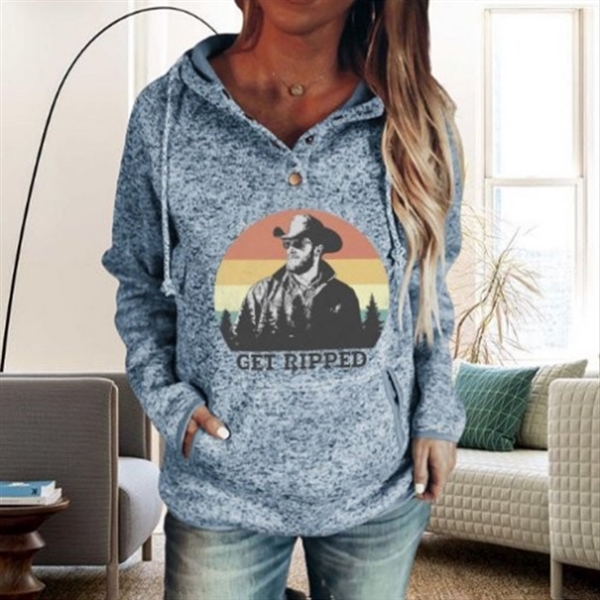 Yellowstone TV series T-shirt print design heather gray plus size ladies sweater