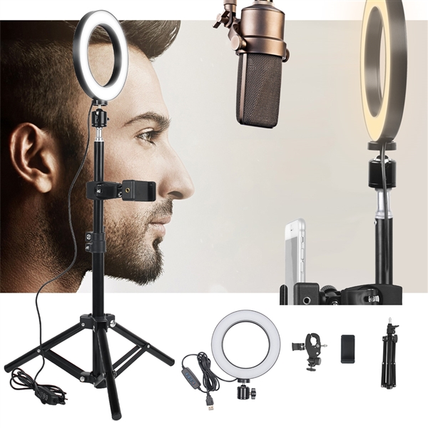 6 Inch Selfie Ring Light with 0.5M(19.68 Inch) Tripod Stand & Phone Holder