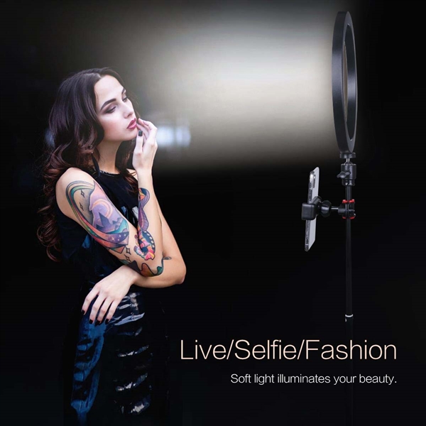 10 Inch Selfie Ring Light with Tripod Stand & Phone Holder for Live Stream/Makeup