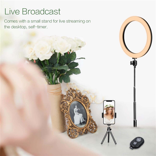 10 Inch Selfie Ring Light with Tripod Stand & Phone Holder for Live Stream/Makeup