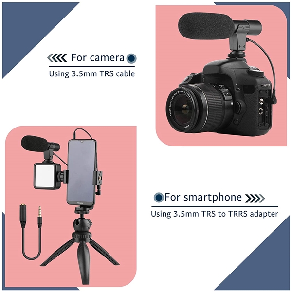W49S Smartphone Camera Video Microphone Kit with LED Light, Phone Holder, Tripod Compatible with iPhone, Android for Vlogging, YouTube, TikTok, Photography