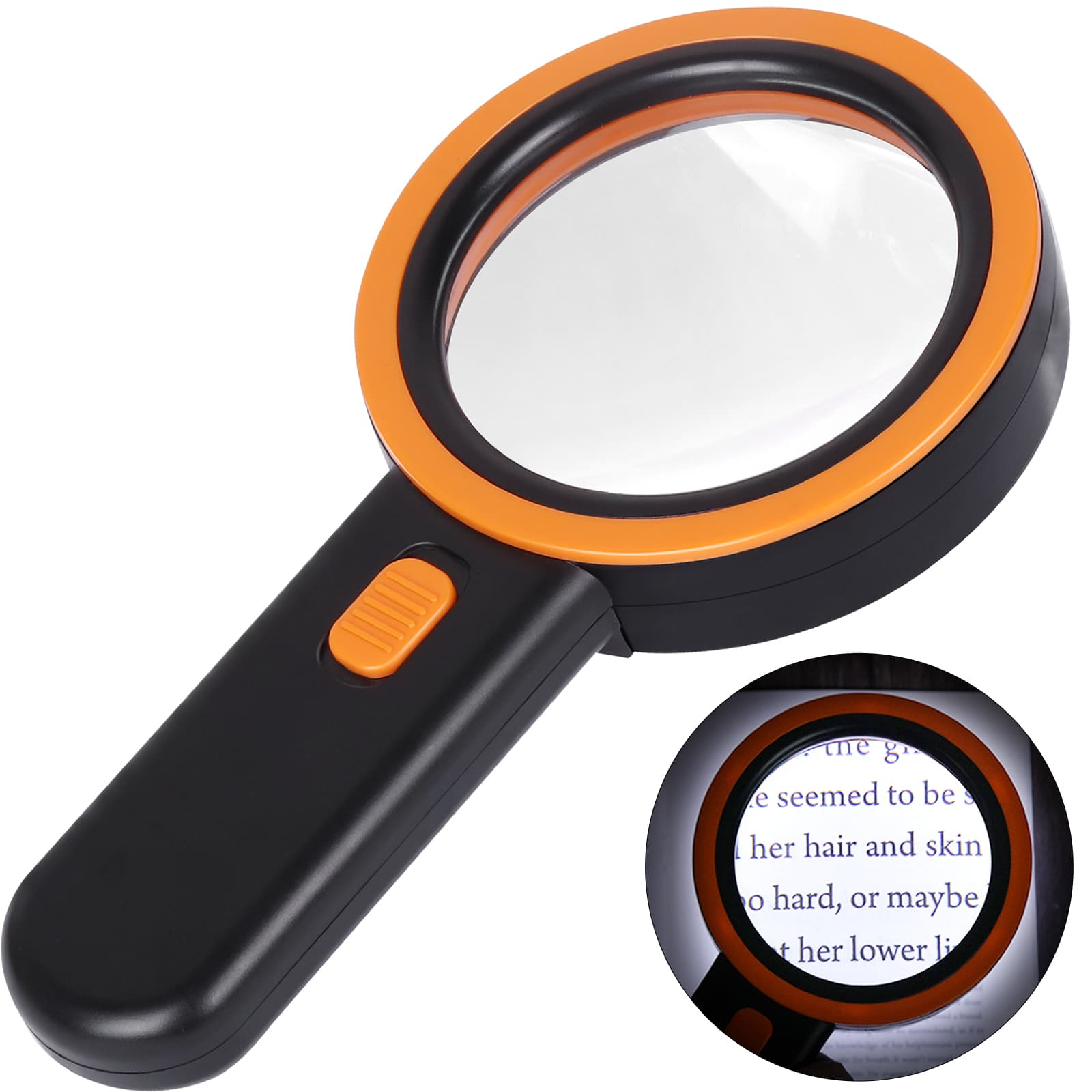 AIXPI Magnifying Glass with Light, 30X Handheld Large Magnifying Glass 12 LED Illuminated Lighted Magnifier for Macular Degeneration Seniors Reading Inspection Coins Jewelry  L102-BLACK