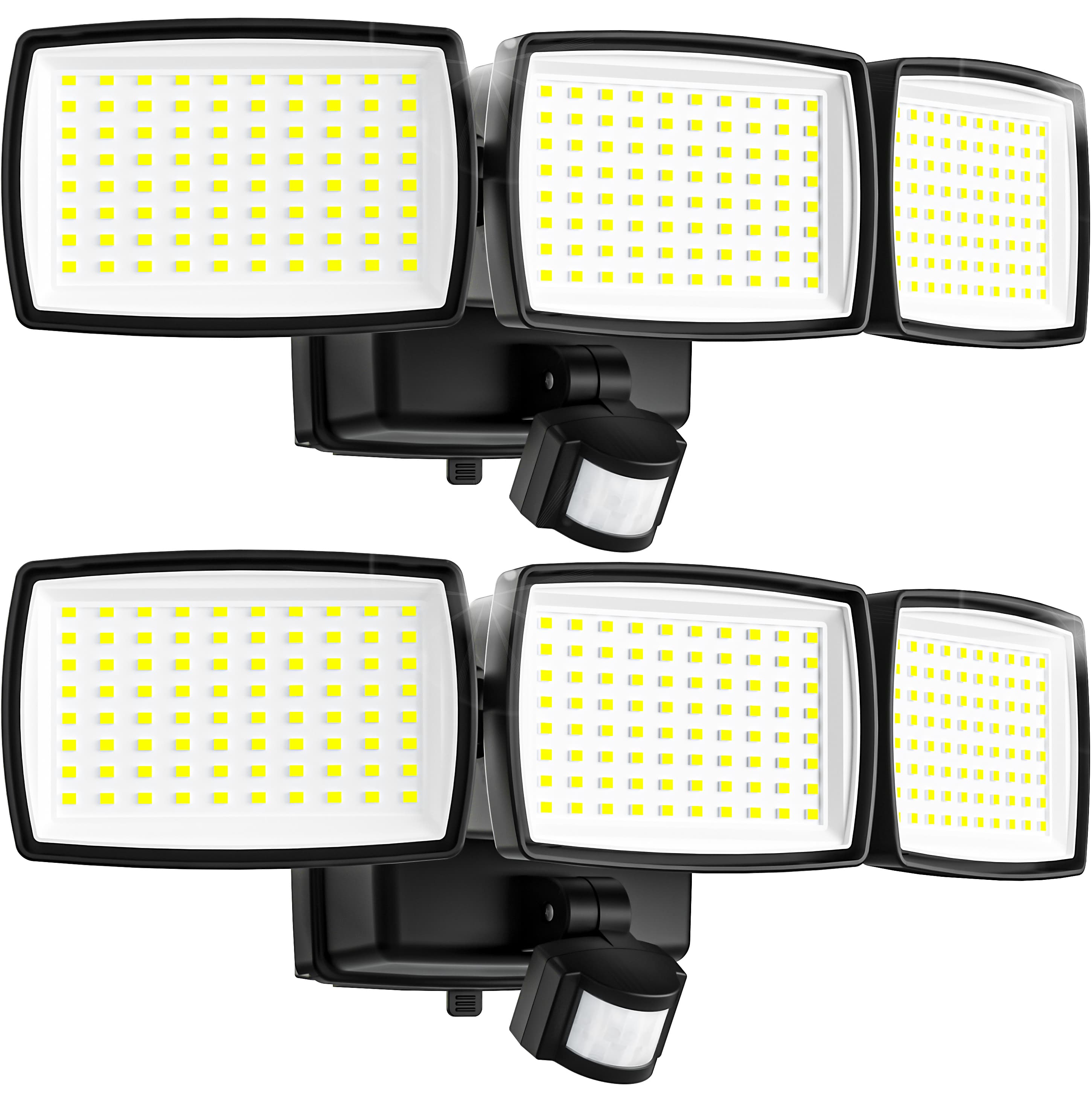JY2318 AIXPI 2 packs Battery-powered motion sensor security lights, 1000LM dusk to dawn 240 LED wireless floodlights, 3 reversible, IP65 waterproof outdoor lights, patio, porch, garage BLACK