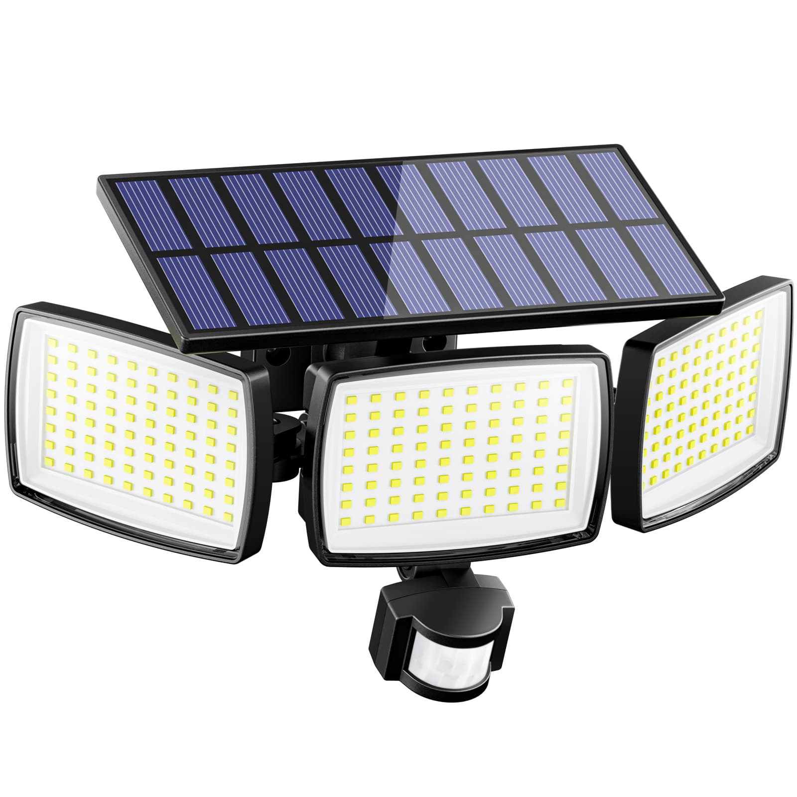 AIXPI JY2318A   LED three-head rotatable outdoor waterproof human body induction courtyard solar wall lamp single